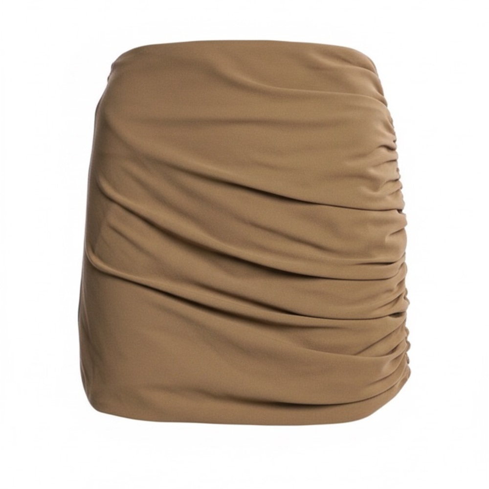 The Sei NWT Ruched Mini Skirt in Shiitake / Khaki / Camel Sz 2 XS